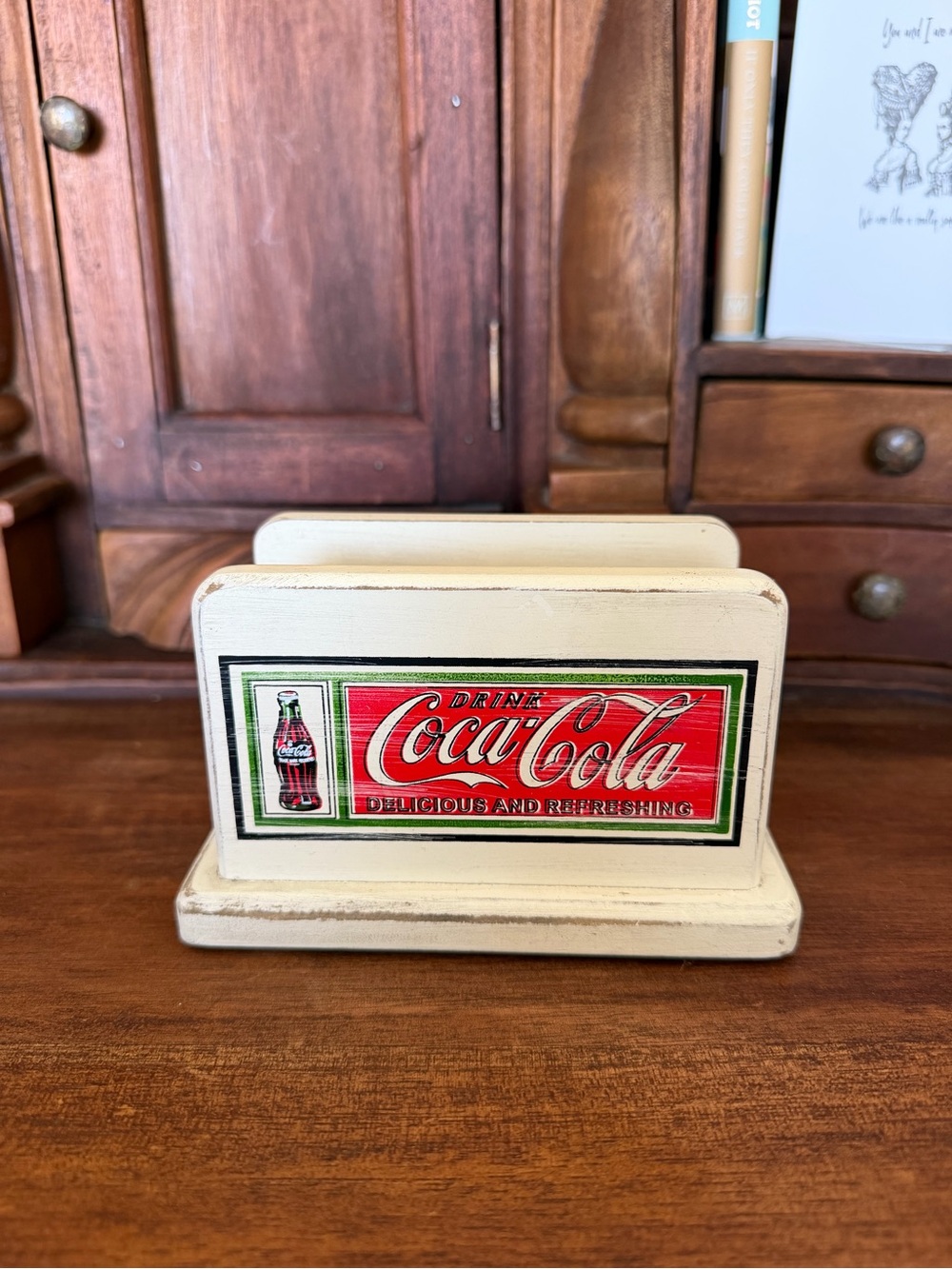 Coca-Cola Wooden Napkin Holder Drink Coke Retro Kitchen Advertising Decor